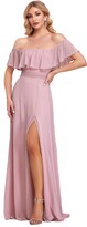 Thumbnail for your product : Ever-Pretty Women's Evening Dresses Off The Shoulder Ruffle A Line Thigh High Slit Pink 24