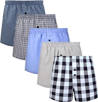 5Mayi Mens Boxers Shorts Multipack Woven Mens Underwear Pack Cotton Plaid Men's Boxers