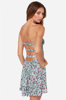 Thumbnail for your product : Bloom Me Away Strapless Mint Floral Print Dress