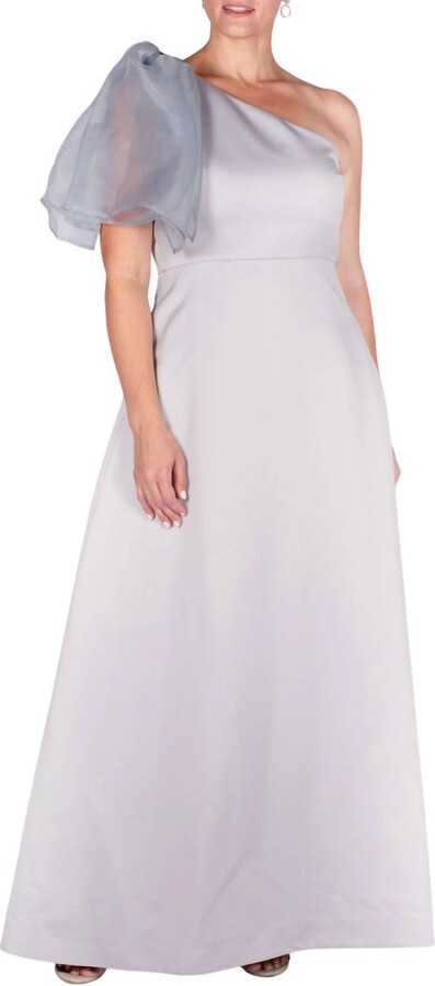 Camilyn Beth Vivienne Gown In Light Grey Satin