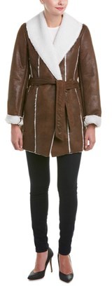 Kenneth Cole New York Faux Shearling Wrap Coat.
