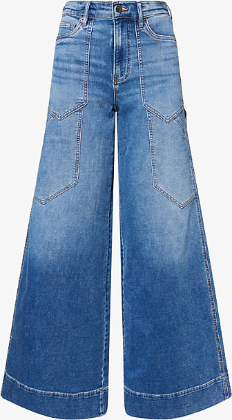 Veronica Beard Womens Ripple Haze Freddy Wide-Leg Cargo Denim Jeans 27