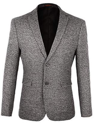 VOBOOM Men's Two Button Sport Coat Elbow Patches Blazer Casual Suit Jacket (M)