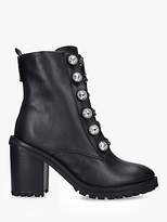 mixed check block heel cleated biker boot
