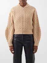 Thumbnail for your product : Stella McCartney Cable-knit Wool Zipped Cardigan - Camel