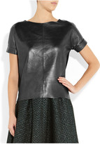 Thumbnail for your product : Maje Suzanno metallic leather and stretch-cotton top