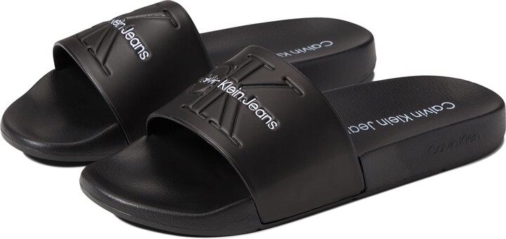 NEW Women's Calvin Klein Black White Flip Flops Slippers Sandals CK Logo 6  9 | eBay