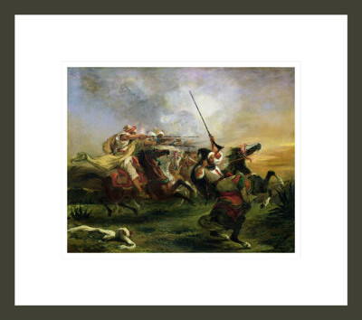 1000Museums Moroccan horsemen in military action by Eugène Delacroix -Framed Giclee Print