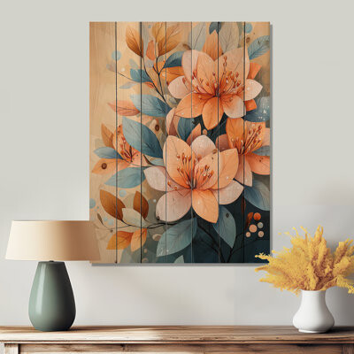 Botanical Colors Of Summer Rhododendron Flowers - Rhododendron Wood Wall Art - On Natural Pine Wood