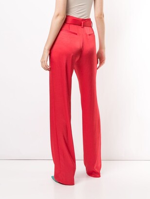 Sally LaPointe Crinkle Satin Belted Trousers