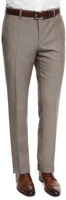 HUGO BOSS Genesis Slim-Fit Wool Trousers, Tan