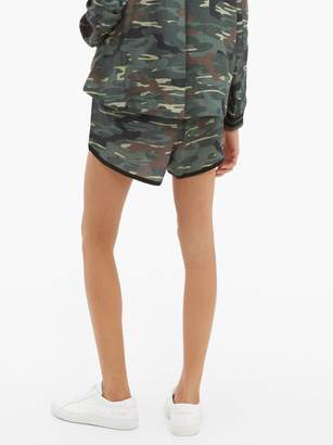 The Upside Army Camouflage-print Linen-blend Shorts - Womens - Green Print