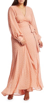 Baacal, Plus Size Polka Dot Maxi Wrap Dress