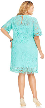 Spense Plus Size Crochet-Trim Lace Dress