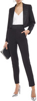 Thumbnail for your product : Just Cavalli Cropped Satin-trimmed Cotton-blend Slim-leg Pants