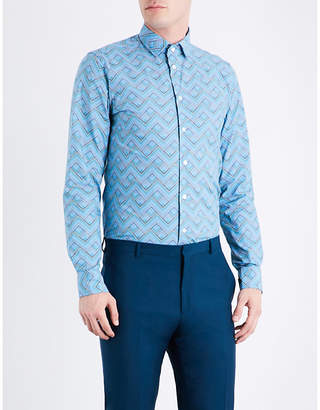 Richard James Zigzag-patterned contemporary-fit cotton shirt