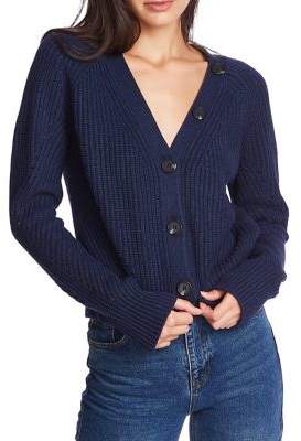 1 STATE Ribbed Cotton-Blend Cropped Cardigan