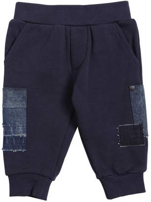 Diesel Kids Cotton Sweatpants With Denim Patches