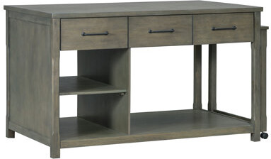 Extendable Kitchen Island With Storage, Multi-Functional Kitchen Cart With Built-In Power Outlets, Retro Kitchen Island On Wheels With Drawers And Ope