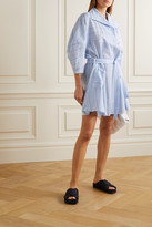 Thumbnail for your product : Palmer Harding Belted Striped Cotton And Linen-blend Mini Dress