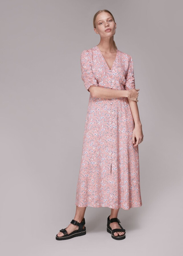Pink Wheat Floral Midi Dress