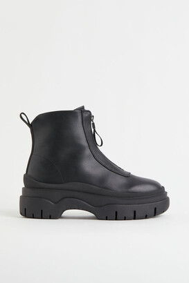front zip combat boots