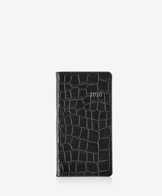 GiGi New York 2020 6" Pocket Datebook, Black Crocodile Embossed Leather