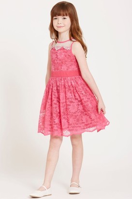 Little MisDress Pink Sheer Lace Dress