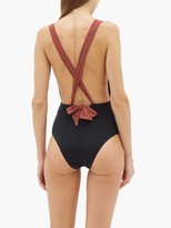 Thumbnail for your product : Haight Marina Plunge-neck Bi-colour Swimsuit - Black Brown