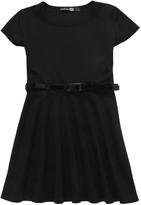Thumbnail for your product : boohoo Girls Capped Sleeve Belted Ponte Skater Dress