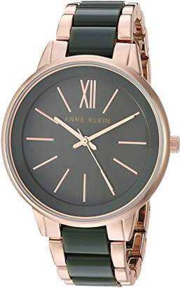 Anne Klein Women's Rose Gold-Tone and Olive Green Bracelet Watch