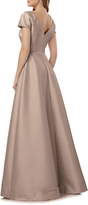 Thumbnail for your product : Kay Unger Embellished Sleeve Stretch Mikado Gown