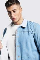 Thumbnail for your product : boohoo Mid Blue Fully Borg Lined Denim Jacket