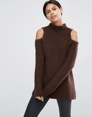 ASOS Sweater In Rib With Cold Shoulder