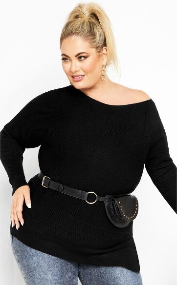 City Chic CITYCHIC|LeanInSweater-black|12Plus