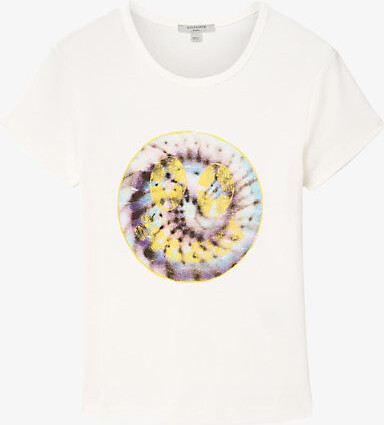 AllSaints Womens Chalk White Spun Out Stevie Cotton-Jersey T-Shirt M