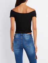 Thumbnail for your product : Charlotte Russe Ribbed Off-The-Shoulder Top