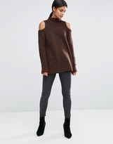 Thumbnail for your product : ASOS Sweater In Rib With Cold Shoulder