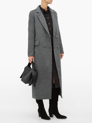 Ganni Checked Wool-blend Longline Coat - Dark Grey