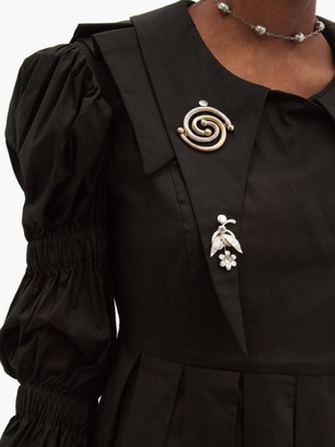 Chopova Lowena Pleated Organic-cotton Poplin Dress - Black