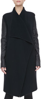 Thumbnail for your product : Donna Karan Leather-Sleeve Cashmere Coat