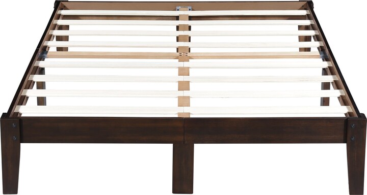 Solid Wood Platform Bed Frame, Sleeplanner 14 Inch Rustic Wood Queen Platform Bed Frame