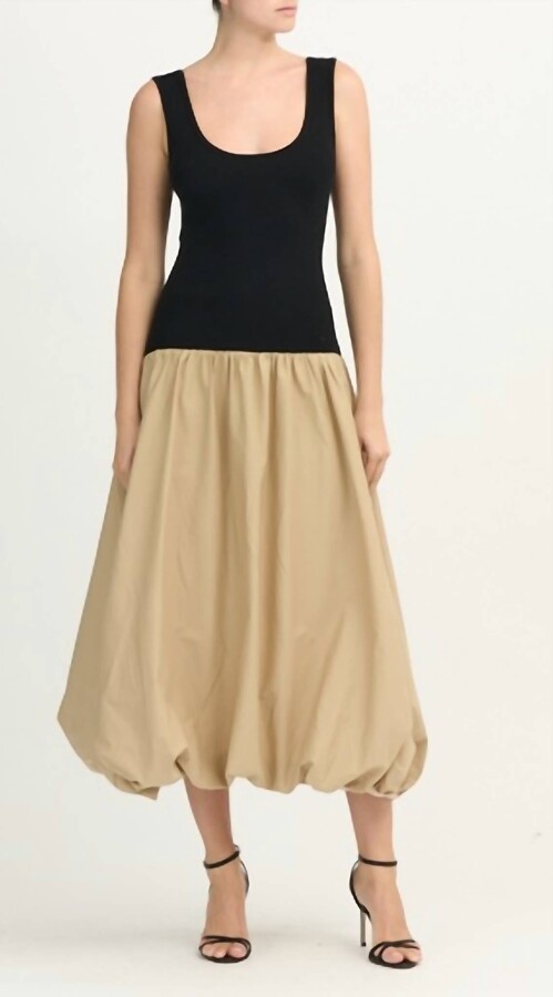 Cinq à Sept Nera Midi Dress In Black/khaki