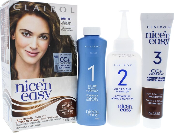 Clairol Nice n Easy Permanent Color - 6A 114 Light Ash Brown For Women 1 Application Hair Color