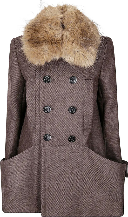 Wool Coat Fur Collar ShopStyle