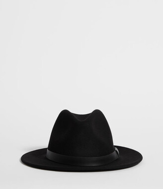 AllSaints Bronson Leather Fedora Hat