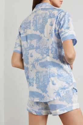 Desmond & Dempsey Printed Organic Cotton-voile Pajama Set - Blue