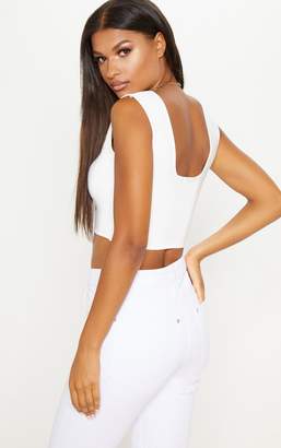 PrettyLittleThing Black Second Skin Slinky Square Neck Top