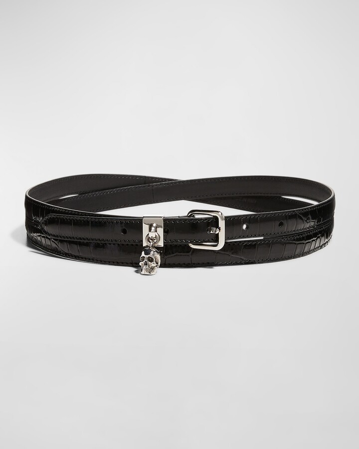 Saks Fifth Avenue Collection - Authenticated Belt - Leather Black Crocodile for Women, Very Good Condition