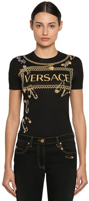 Versace Embellished Cotton Jersey T-shirt